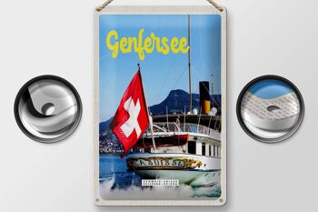 Panneau en étain voyage 20x30cm, lac Léman, Suisse, Lasuisse Ship Tour 2
