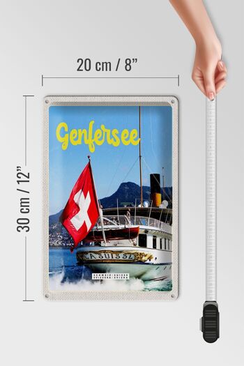 Panneau en étain voyage 20x30cm, lac Léman, Suisse, Lasuisse Ship Tour 4