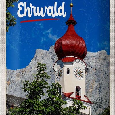 Targa in metallo da viaggio 20x30 cm Whrwald Austria chiesa tetto rosso