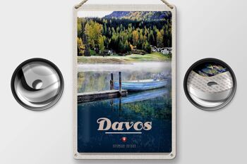 Panneau en étain voyage 20x30cm Davos Suisse randonnée lac vacances 2