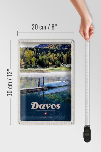 Panneau en étain voyage 20x30cm Davos Suisse randonnée lac vacances 4