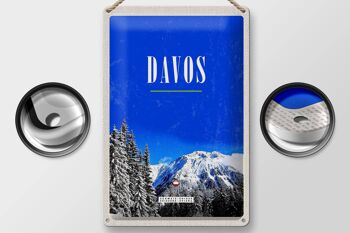 Panneau en étain voyage 20x30cm Davos hiver vacances de ski tour d'hiver 2