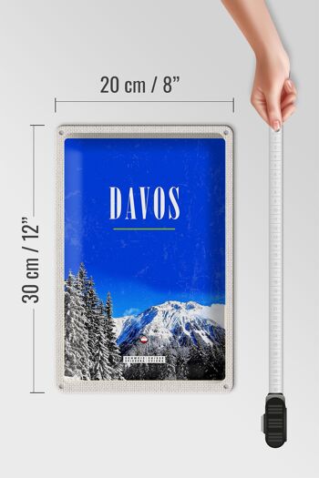 Panneau en étain voyage 20x30cm Davos hiver vacances de ski tour d'hiver 4