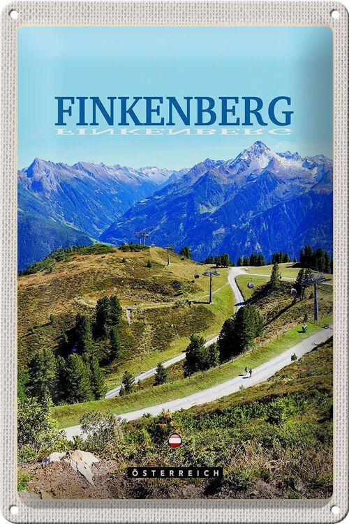 Blechschild Reise 20x30cm Finkenberg Aussicht auf Wälder Gebirge