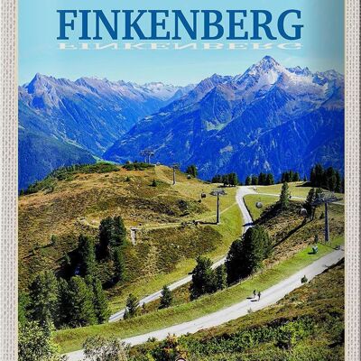 Cartel de chapa viaje 20x30cm Finkenberg vista de los bosques y las montañas