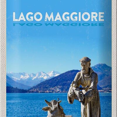 Targa in metallo da viaggio 20x30 cm Lago Maggiore Svizzera Scultura Capra