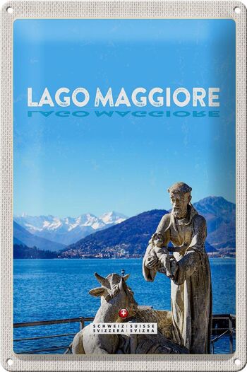 Signe en étain voyage 20x30cm lac majeur suisse Sculpture chèvre 1