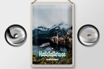 Signe en étain voyage 20x30cm, lac Hallstatt, montagnes, bateau, montagne 2