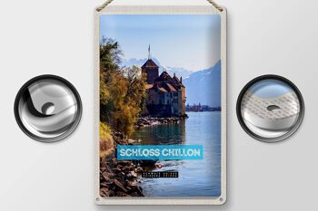Plaque en tôle voyage 20x30cm, lac Léman, suisse, château de Chillon 2