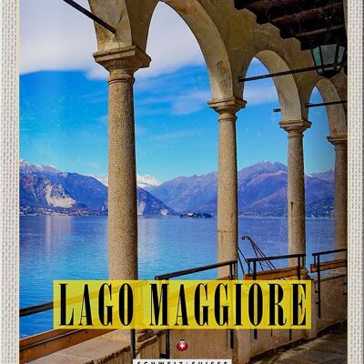 Cartel de chapa viaje 20x30cm Lago Maggiore vista de vacaciones en el lago