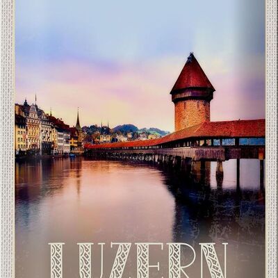 Blechschild Reise 20x30cm Luzern Schweiz Champal Bridge Natur