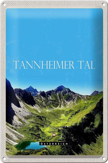 Panneau en étain voyage 20x30cm vallée de Tannheimer Autriche montagnes nature 1
