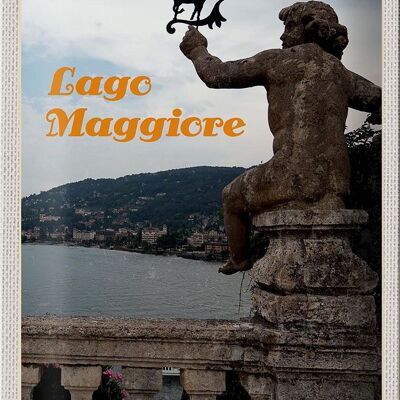 Cartel de chapa de viaje, 20x30cm, escultura de unicornio del lago Maggiore, naturaleza