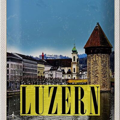 Targa in metallo da viaggio 20x30 cm Escursione per le vacanze in famiglia nella città di Lucerna