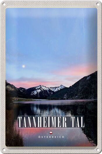 Plaque en tôle voyage 20x30cm Tannheimer Tal Lake Nature Sunrise 1