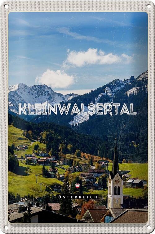 Blechschild Reise 20x30cm Kleinwalsertal Kirche Gondel Wanderung