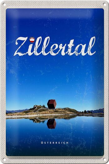 Plaque en tôle voyage 20x30cm Zillertal Autriche randonnée sur le lac 1