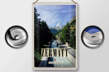 Panneau en étain voyage 20x30cm, rivière Zermatt, forêts naturelles, station de vacances 2