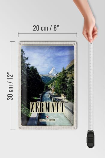 Panneau en étain voyage 20x30cm, rivière Zermatt, forêts naturelles, station de vacances 4