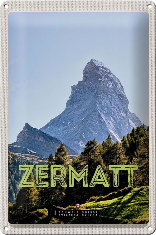 Blechschild Reise 20x30cm Zermatt Ansicht Ausblick Urlaubsort