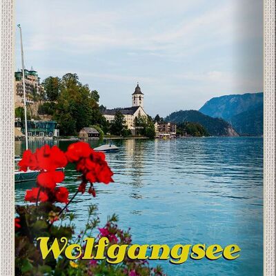 Cartel de chapa viaje 20x30cm Wolfgangsee lago vacaciones familiares naturaleza
