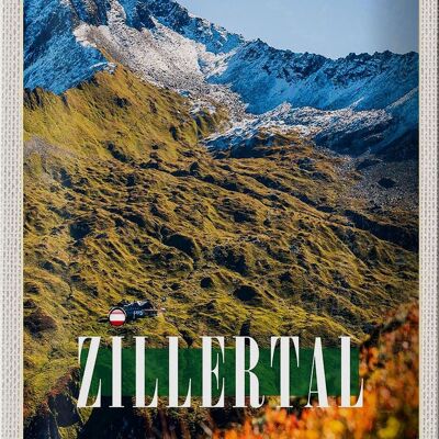 Blechschild Reise 20x30cm Zillertal Gebirge Natur Wälder Urlaub