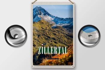 Signe en étain voyage 20x30cm, montagnes du Zillertal, forêts naturelles, vacances 2