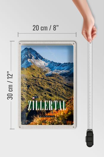 Signe en étain voyage 20x30cm, montagnes du Zillertal, forêts naturelles, vacances 4