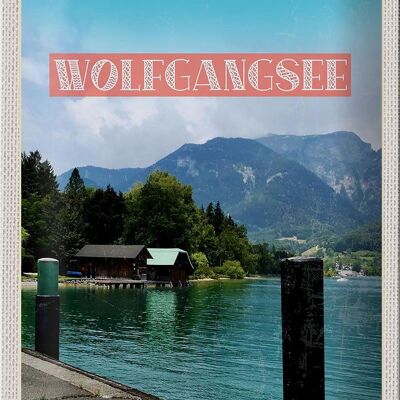 Panneau en étain voyage 20x30cm, Wolfgangsee Lake City, vacances naturelles