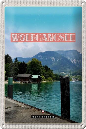 Panneau en étain voyage 20x30cm, Wolfgangsee Lake City, vacances naturelles 1