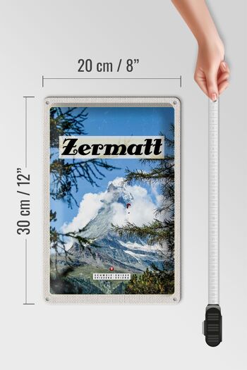 Plaque en tôle voyage 20x30cm Zermatt Suisse Sapin de Noël heure d'hiver 4