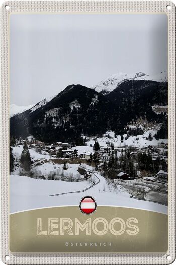 Plaque en tôle voyage 20x30cm Lermoos Autriche forêts heure d'hiver 1