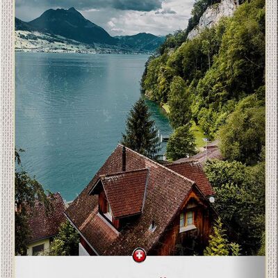 Plaque en tôle voyage 20x30cm, lac des Quatre-Cantons, Suisse, Nature