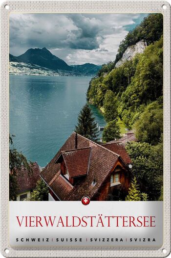 Plaque en tôle voyage 20x30cm, lac des Quatre-Cantons, Suisse, Nature 1