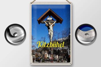 Signe en étain voyage 20x30cm, Kitzbühel, Autriche, Sculpture de Jésus 2