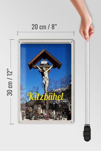 Signe en étain voyage 20x30cm, Kitzbühel, Autriche, Sculpture de Jésus 4