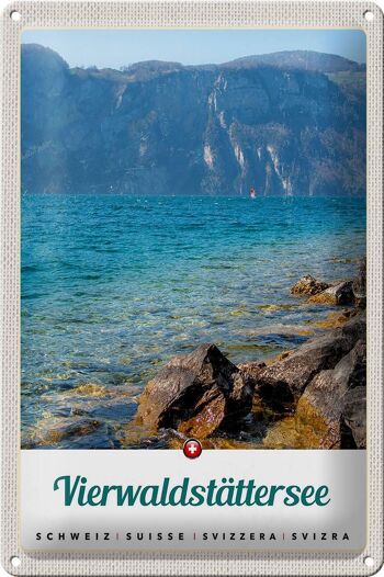 Panneau en étain voyage 20x30cm, lac des Quatre-Cantons, lac suisse, Nature 1