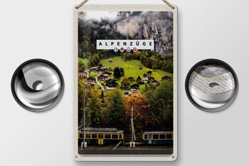 Panneau de voyage en étain, 20x30cm, trains alpins, maisons de vallée ferroviaire suisse 2