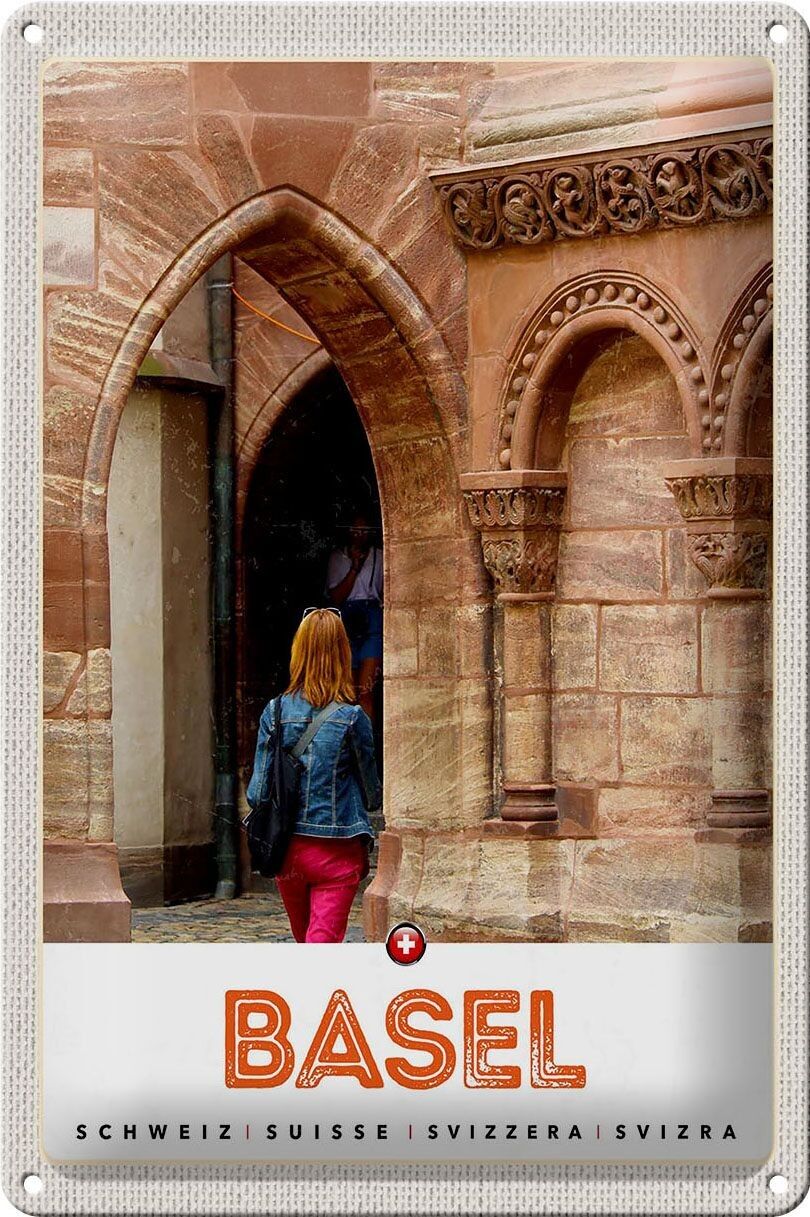 Blechschild Reise 20x30cm Basel Schweiz Urlaub Stadttour Ansicht