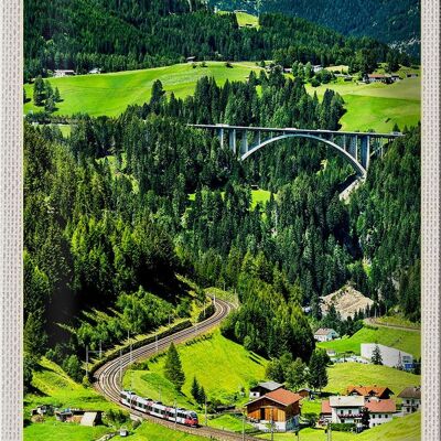 Cartel de chapa viaje 20x30cm Trenes alpinos Suiza Austria puente