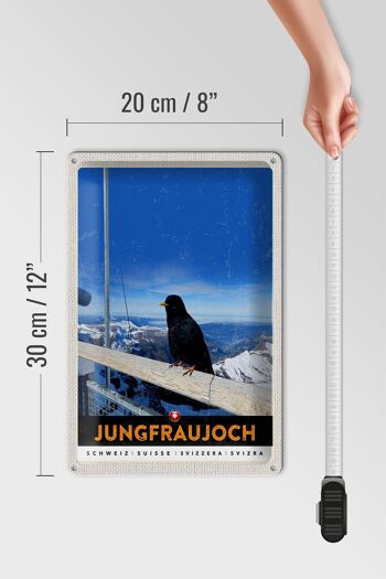 Signe en étain voyage 20x30cm Jungfraujoch suisse corbeau hiver nature 4