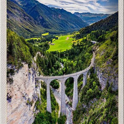 Plaque en tôle voyage 20x30cm Trains alpins Suisse Autriche nature