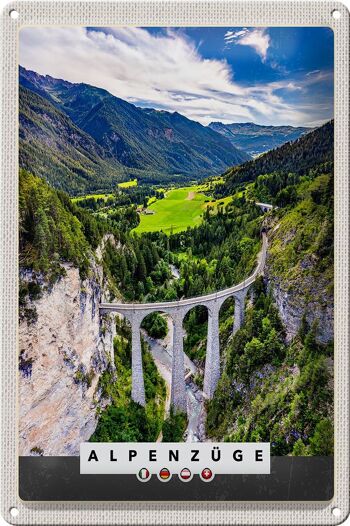 Plaque en tôle voyage 20x30cm Trains alpins Suisse Autriche nature 1