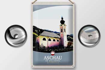Panneau en étain voyage 20x30cm, église d'Aschau im Zillertal Autriche 2