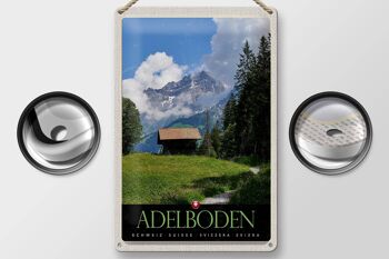 Plaque en tôle voyage 20x30cm Adelboden Suisse chalet forestier 2