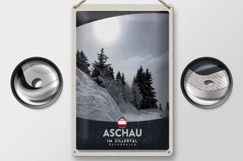Plaque en tôle voyage 20x30cm Aschau im Zillertal Autriche neige 2