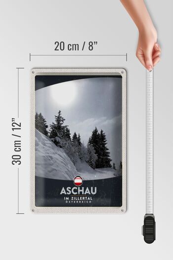 Plaque en tôle voyage 20x30cm Aschau im Zillertal Autriche neige 4