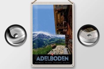 Plaque en tôle voyage 20x30cm Adelboden Suisse vue sur les montagnes 2