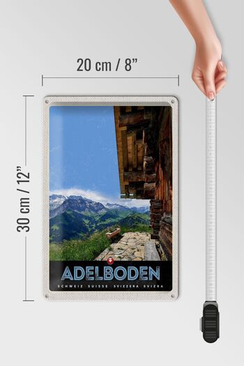 Plaque en tôle voyage 20x30cm Adelboden Suisse vue sur les montagnes 4