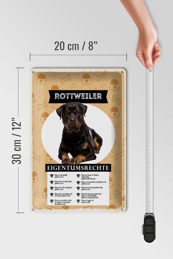 Plaque en tôle 20x30cm Droits de propriété Rottweiler 4